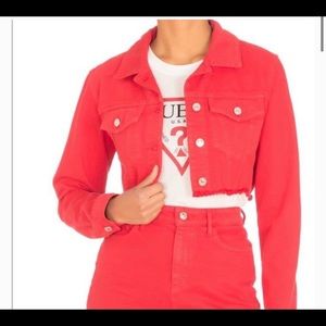 NWOT Guess red cropped jean jacket never worn